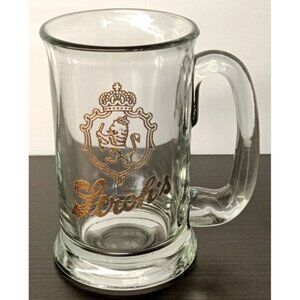 Stroh Glass Beer Stein Vintage with Gold Leaf Etching